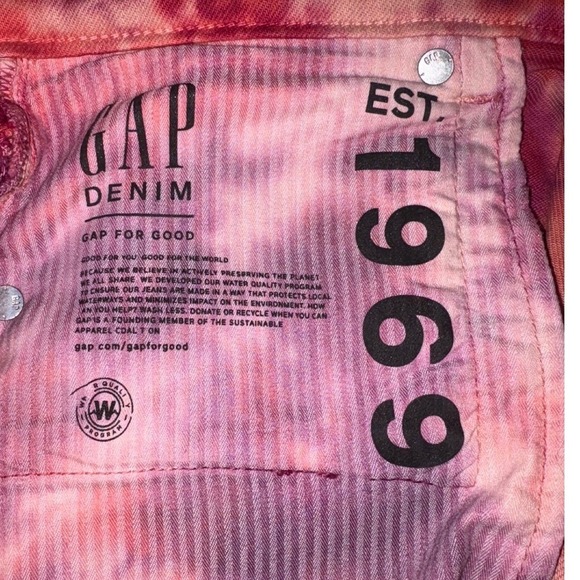 Gap Cheeky Straight Jeans Size 10 Tie Dye Red Purple Y2K Festival Retro Denim - Picture 5 of 5